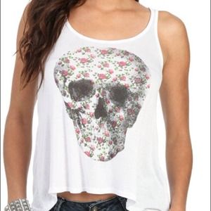 BRAND NEW; Floral Skull Tank