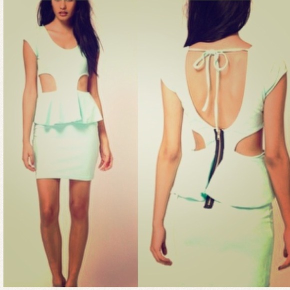ASOS Dresses & Skirts - ASOS Mint peplum cut out dress