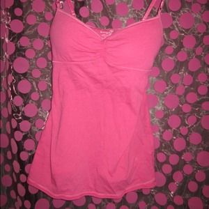 Pink tank with built in bra and braided straps