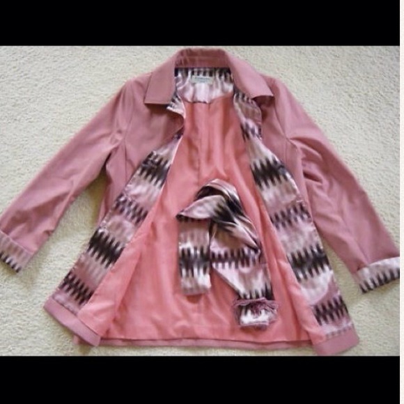  Cute coral pink trench coat jacket