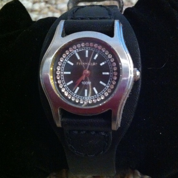 **SOLD** Black leather "Freestyle" watch