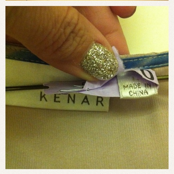 Perfect summer satin top taupe and blue Sz L - Picture 2 of 3