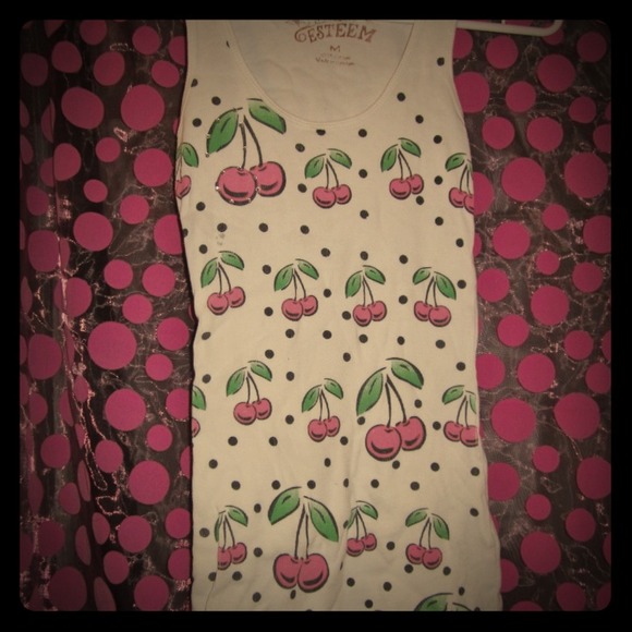 Cherry tank with rhinestones