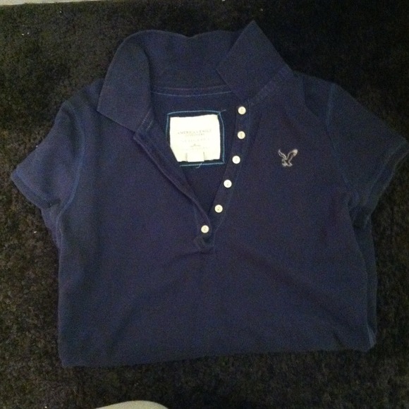 Small dark blue American eagle polo