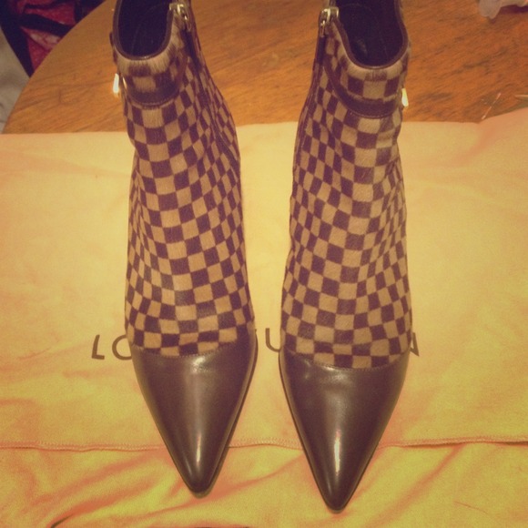 Authentic Louis Vuitton damier calf hair booties