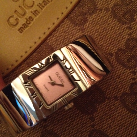REDUCED!! Guess silver watch pink face