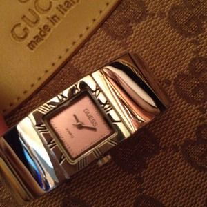 REDUCED!! Guess silver watch pink face