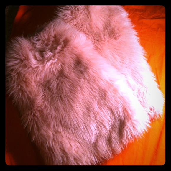 Pink faux fur leg warmers