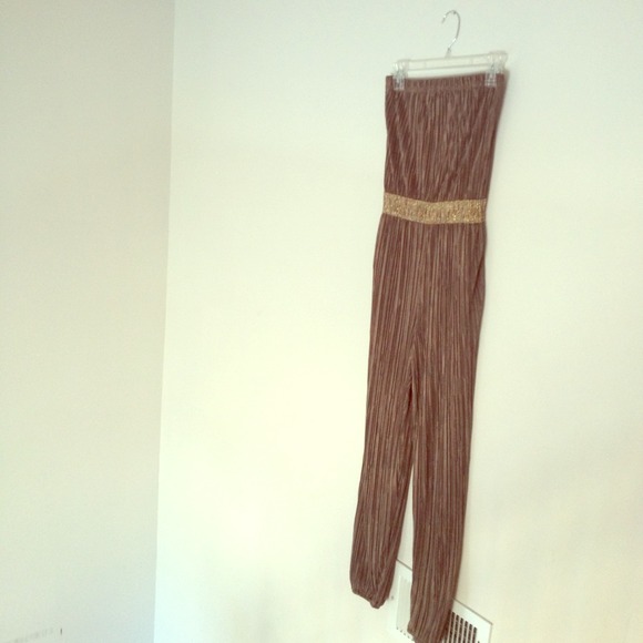 Metallic gold romper