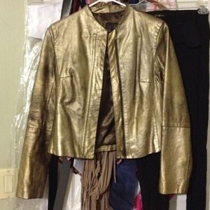 RESERVED Gold Metallic Leather Jacket <3