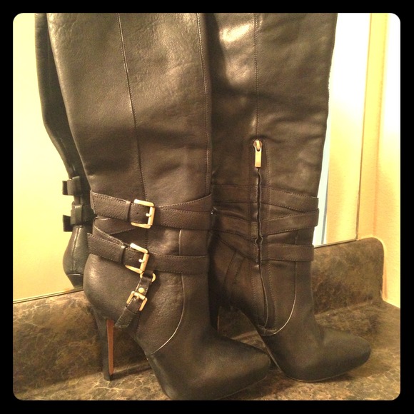Sam Edleman Black Roula Double-Buckle Boots - 7.5 - Picture 1 of 4