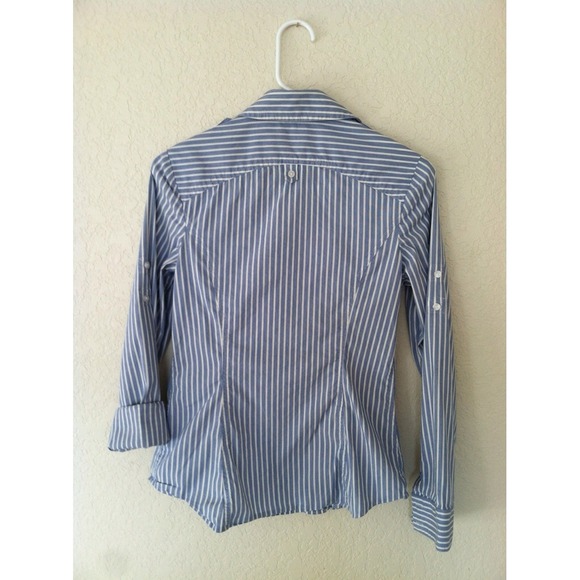 Express blue and white striped button up NWOT - Picture 2 of 2