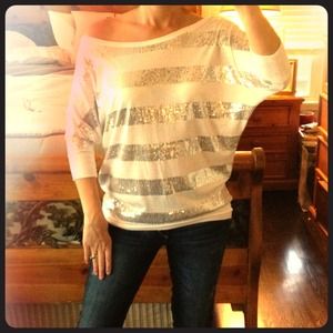 Sparkly stripped top. Size: Medium