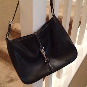 Black leather Coach purse.