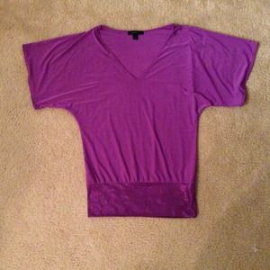 Purple Express shirt with sparkle at waist