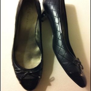 Anne Klein Quilted leather ballet kitten heels