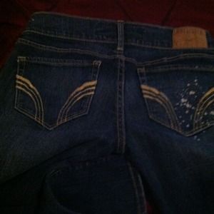 Flared size 0 hollister jeans dark blue worn once