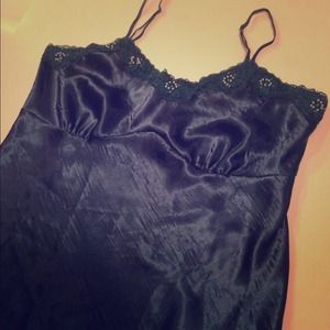 Deep blue/green silk like cami wi/lace/bead detail