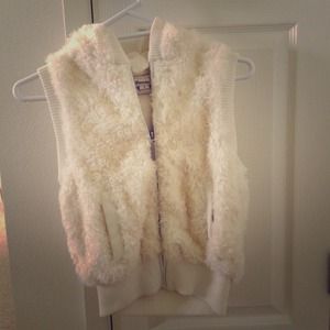 Hooded faux fur vest
