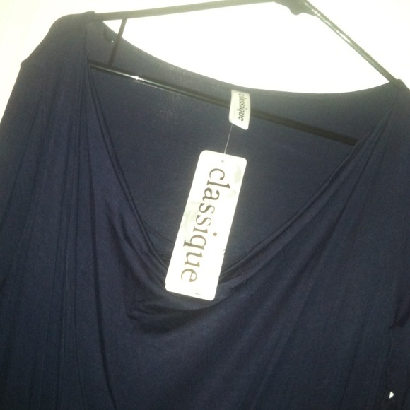 Long sleeve, long deep blue dress