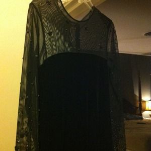 Black velvet floor length dress