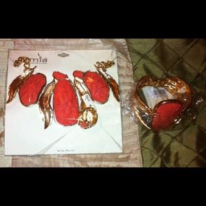 Orange, and Gold Necklace Ser