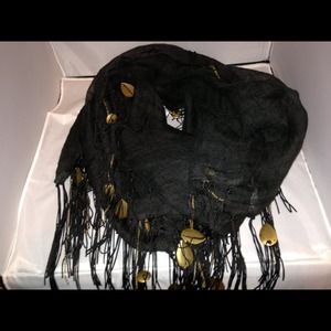 SOLD*****BUNDLED***Black scarf with gold chains