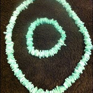 shell necklace, mint green color