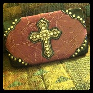 Purple Jeweled Cross Wallet!!