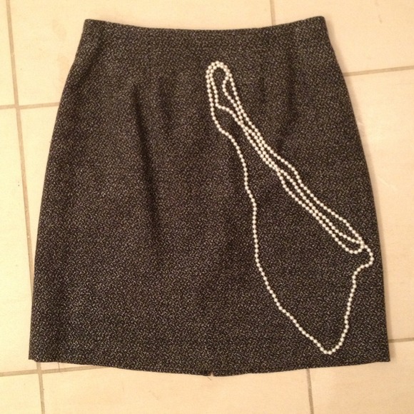 Black and white wool tweed skirt.