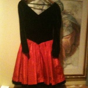 Black Red short dress .