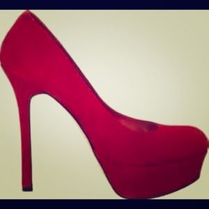 WEAR AND TEAR. Red Suede Steve Madden Pumps