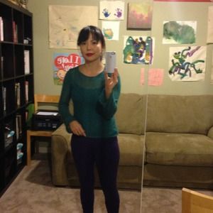 Teal blue sweater with matching tank top