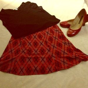 Small red, black and pink Express skirt.