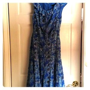 Long blue dress with sequins