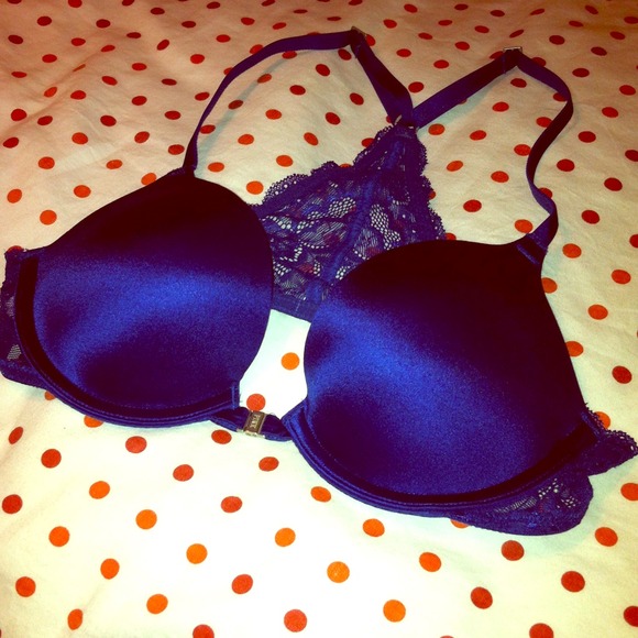 Navy lace racerback push-up bra
