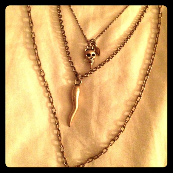 TRADED - Lucky Brand Antique Gold Skull Necklace