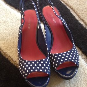 Toe Zone Navy Dots Sandal Original - 71 Nine West Shoes Navy White Polka Dot Peep Toe toe zone navy dots sandal original 71 nine west shoes navy white polka dot peep toe