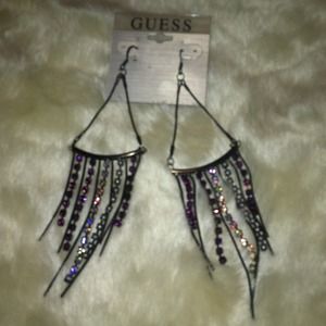 Purple/ iridescent/ pearl earrings