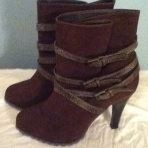Faux suede chocolate brown boots