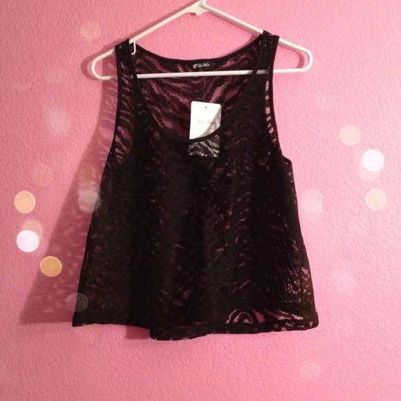 Tops - BLACK LACEY TANK