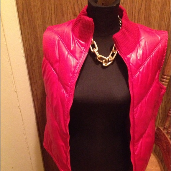 Red puffer vest