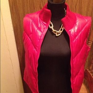 Red puffer vest