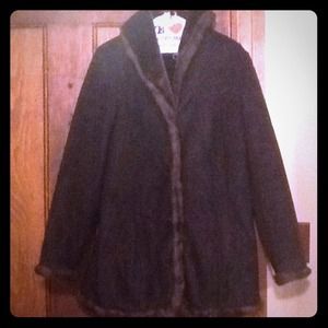 Jones New York Small Women's Black/Brown Fur Coat