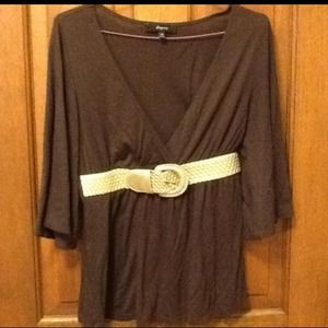 Express Brown Top w/ Silver Belt Size XS