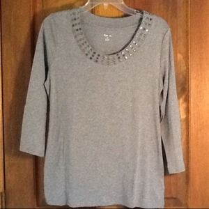 Style & Co Grey 3/4 Sleeve Shirt Size Medium