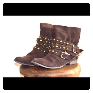 Brown studded boots