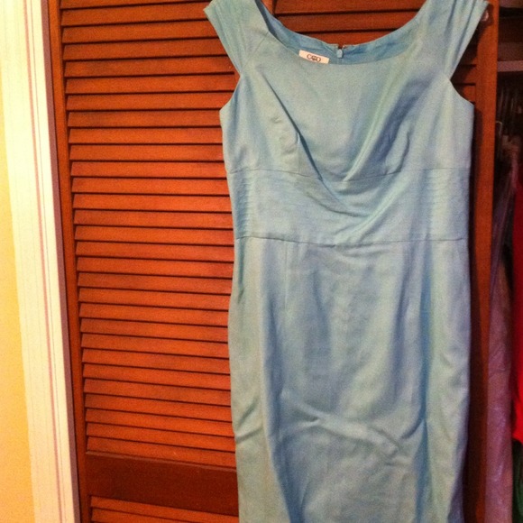 ****Teal linen dress
