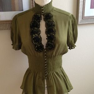 Olive Chiffon Top