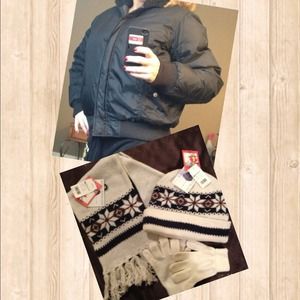 Bundle, coat, hat, scarf and gloves